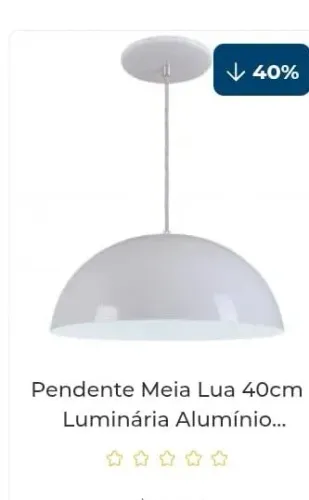 Luminária pendente meia lua