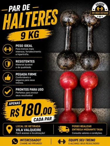 Par de halteres emborrachados 9kg