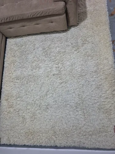 Tapete creme bege Tok&Stok em lã alta trançada  2m x 1,5m