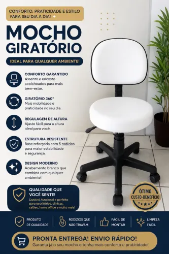 MOCHO GIRATÓRIO BRANCO - CONFORTO E PRATICIDADE 