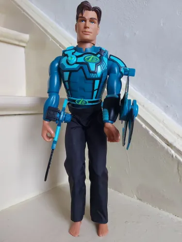Boneco Max Steel Mattel 1998 Azul Com Lâmina E<br>Faca Anos 90