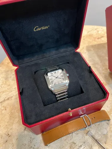 Relógio Cartier Santos L 2025 - Fullset - estado de loja 