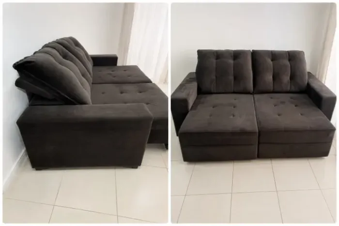 SALA - SOFÁ RETRÁTIL E RECLINÁVEL MARROM 2M