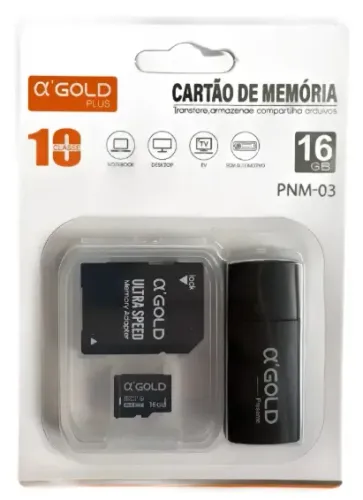 Cartão De Memória 16gb Classe 10 C/ Adaptador - A'gold