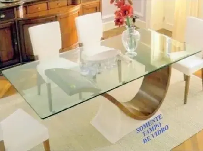 Tampo de vidro temperado retangular para mesa