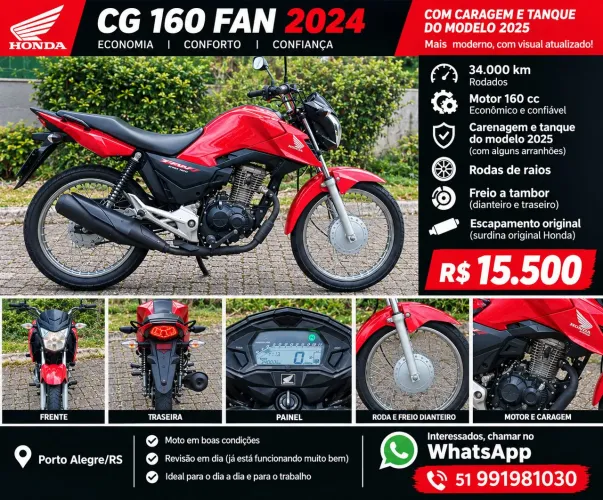 ? Honda CG 160 Fan 2024 ? R$ 15.500,00
