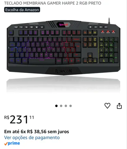 Teclado Gamer Redragon Harpe 2 RGB - Novo e Lacrado