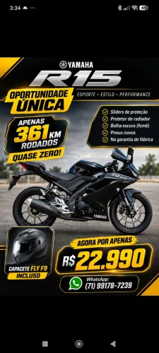 R15 ABS,155 cilindros praticamente zerada com 361 km única dona