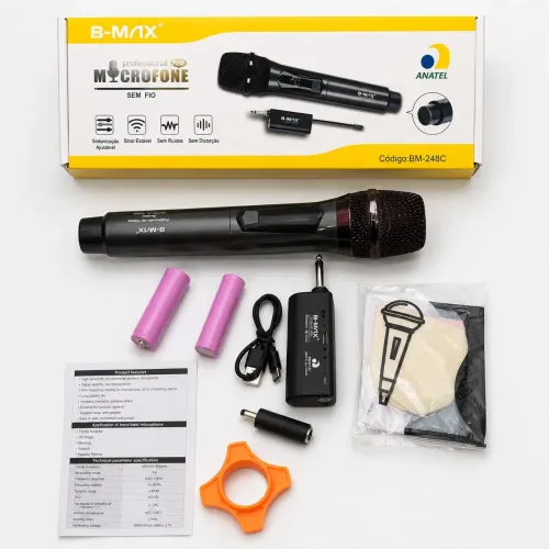 Microfone Sem Fio Profissional B-Max BM-248C