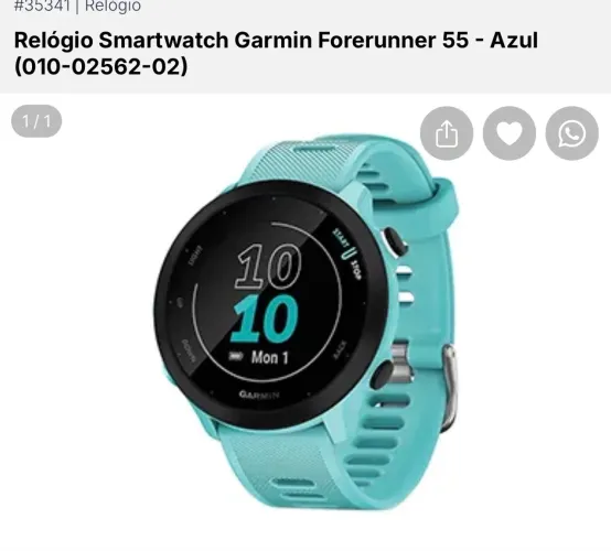 Relógio Garmin Forerunner 55 010-02562 com GPS/ Bluetooth - Azul Claro