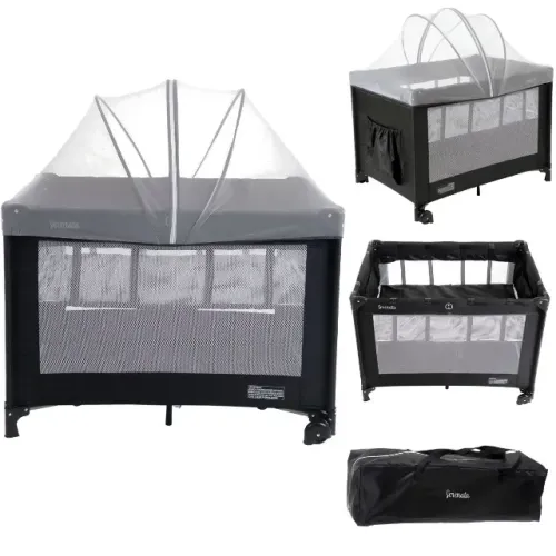 Berço Desmontável Portátil Serenata Preto Burigotto Até 15kg + Colchão Impermeável