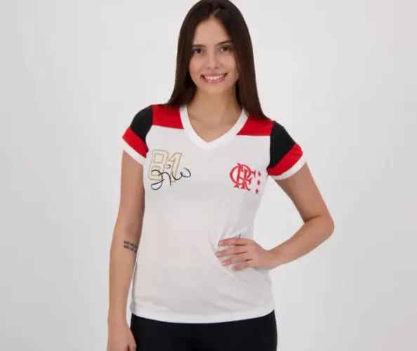 Camisa Flamengo Feminina Baby Look Retrô Mundial 81 Zico M