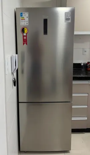 Geladeira Inverse Midea Frost Free 416L, modelo MDRB593FGD463, cor Inox, Bivolt.