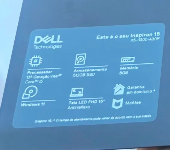Notebook Dell novo Inspiron 15