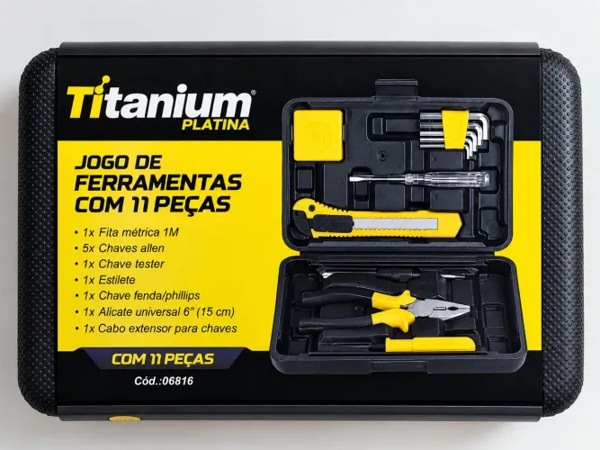 Kit Ferramentas Titanium Platina 11 Peças com Maleta