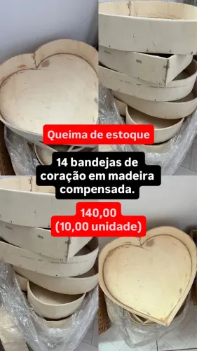 Bandeja Madeira Compensada Formato Coração