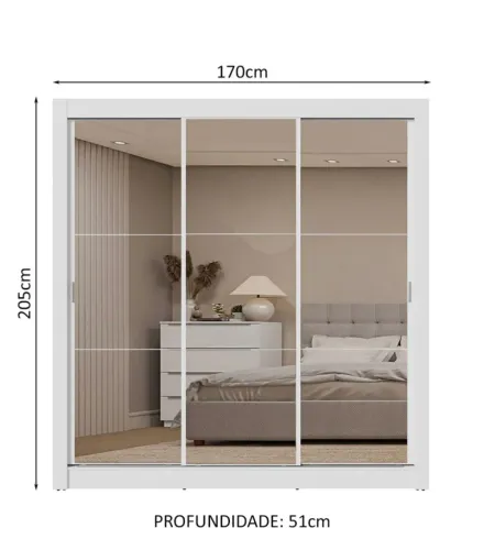 Guarda roupa casal porta espelhada