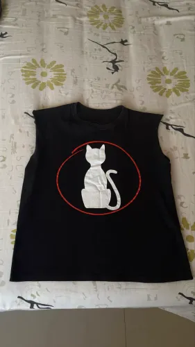 Regata preta estampa de gato | Tamanho P