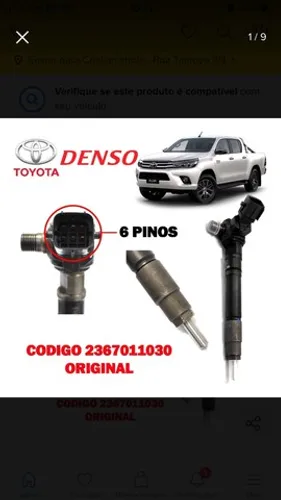 Bico injetor hilux /sw4 2.8 2016/2021 valor da unidade