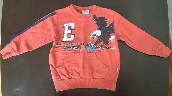 Blusa de Moletom Infantil - Vermelha com Listras