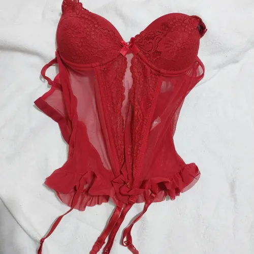 Espartilho corset de renda vermelho