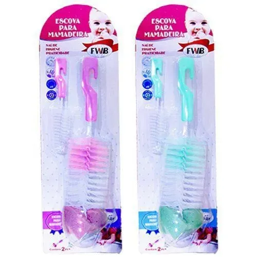 Escova De Nylon Para Mamadeira Com Esponja Bucha