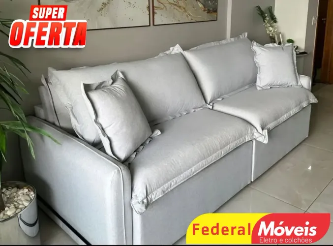 Sofá Cama 2,10m Linho Premium - Super Oferta!
