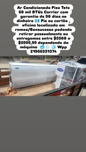 Ar Condicionados 60 mil BTUs Carrier modelo novo e padrão Convencional com garantia 90dias