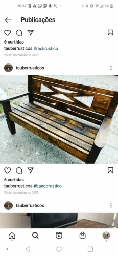 Banco rústico de madeira para área externa NOVO!!!