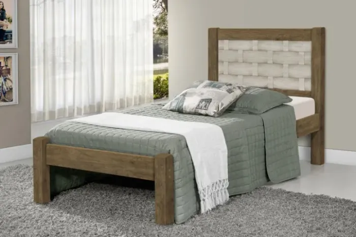 Cama Solteiro Laila Jequitiba.Off White - Entrega Rápida