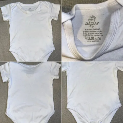 Body Branco de Bebê Tamanho P - 100% Algodão - Confortável e Básico