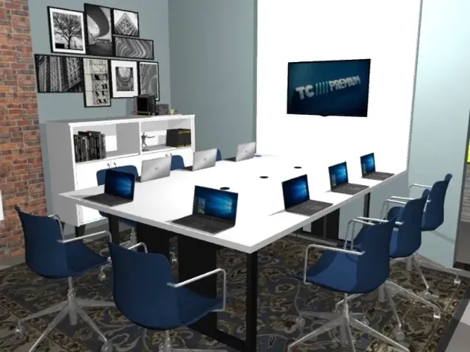 Mesa de Reunião Corporativa Alto Padrão Com Painel. L240cm x P160cm x A74cm