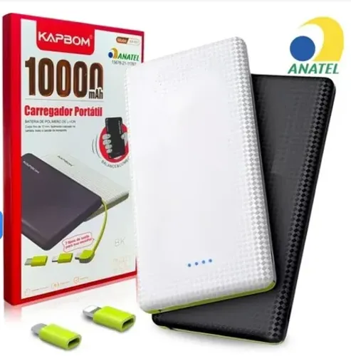Carregador portátil Original Kapbom Ka-951 10000 mah V8 adaptadores Type-C e Iphone z984