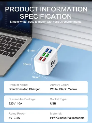 Carregador universal  5 Portas USB Smart 5G 220V 10A