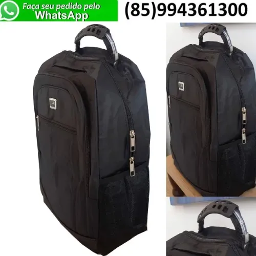 Mochila Preta Masculina Impermeável Resistente para Notebook 15´ Viajar Escolar 