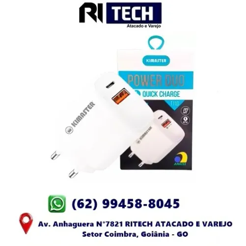 Fonte Carregador Turbo Usb-c 18w Universal Para Celular Kimaster T110 Orignal