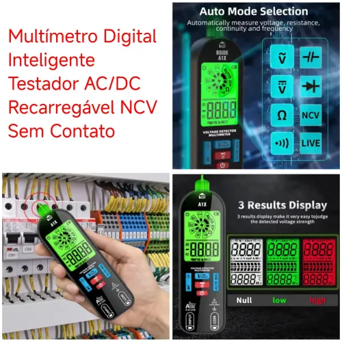 Multímetro Digital Inteligente Testador AC DC Recarregável NCV