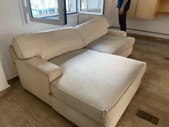 Sofá 3 LugaresTockstok Com Chaise  Linho Cru 