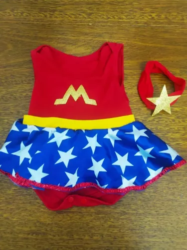 Body Fantasia Para Bebê Mulher-maravilha Da Ray Kids - Tamanho GG