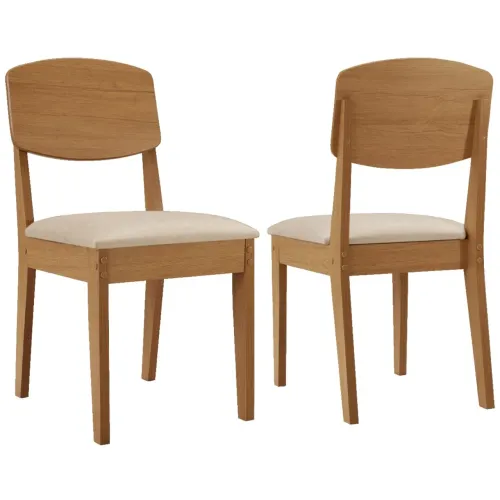 Kit 2 Cadeiras Jantar Naturale/Veludo Creme 100%MDF tt32