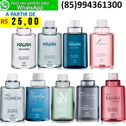 Refil Perfume Deo Corporal Desodorante Masculino Feminino Natura 100ml 