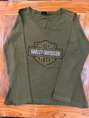 Camiseta Feminina Manga Longa Harley Davidson Verde (