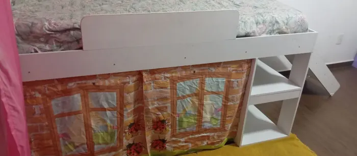 Cama playground com escorregador e cortina meu fofinho.iras