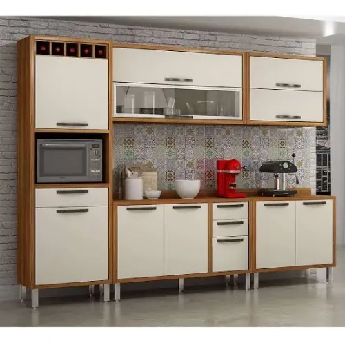 Cozinha completa Letícia com pés cromados 259CM / FRETE GRATIS - ENTREGA HOJEEE !! 