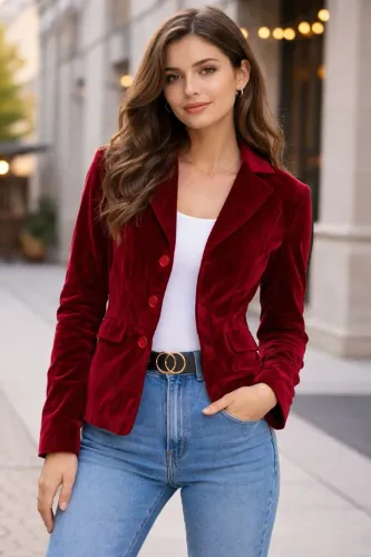 Blazer Tng Veludo Vinho Tam: G  