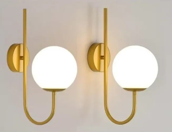 Kit 2 Arandelas de Parede Jabuticaba Globo 15 Dourado Fosco Acompanha Lâmpada G9 3000K Bra