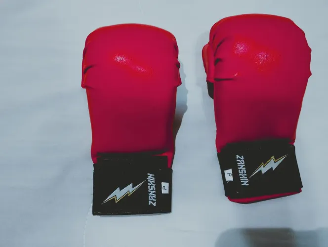 02 Pares de luvas Karatê zanshin para competição - azul e vermelha 