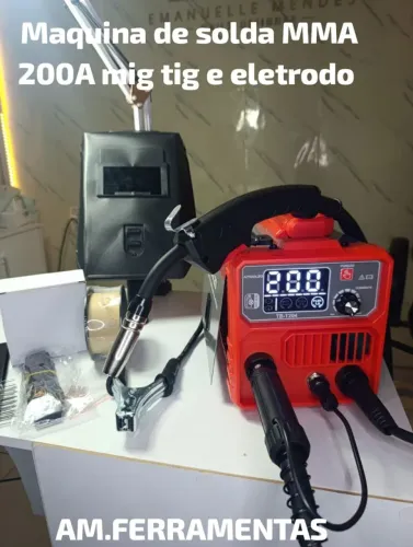 máquina de solda mma 200a mig tig e eletrodo 