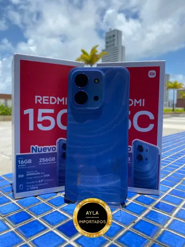 Celular azul Redmi 15C lacrado memória expansiva