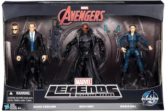 Marvel Legends Avengers agents shied - Nick Fury, Maria Hill e Agente Coulson